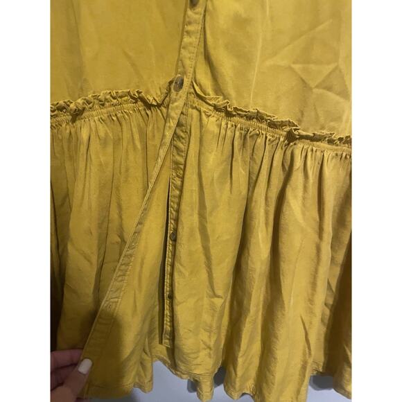 Anthropologie Maeve Marlie Dress Womens 6 Button Front Long‎ sleeve Yellow Gold - Picture 6 of 9